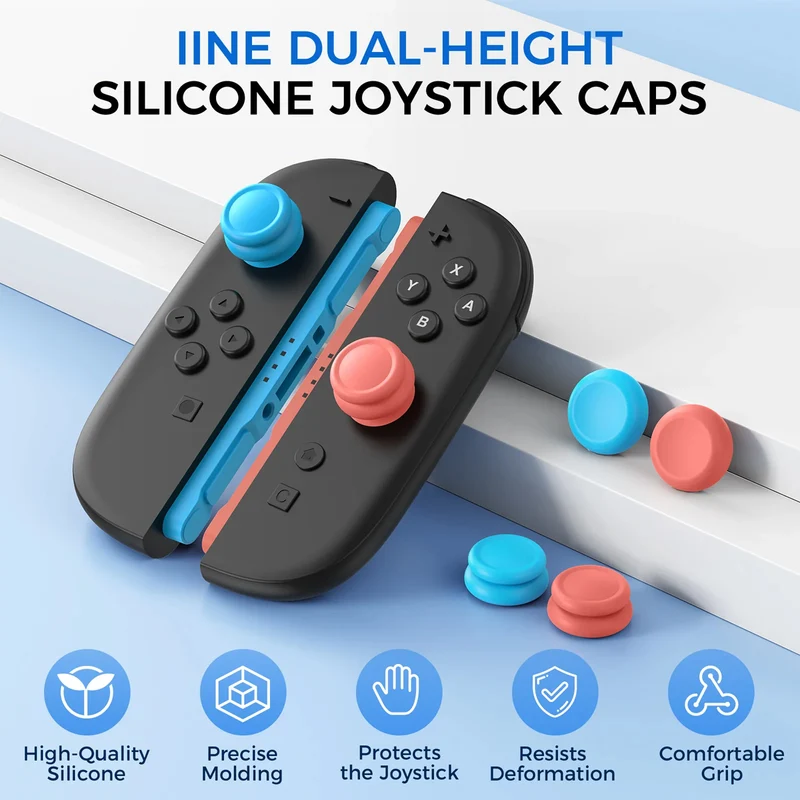 IINE Dual-Height Silicone Joystick Cap for Nintendo Switch 2 (Blue/Orange) (L1121)