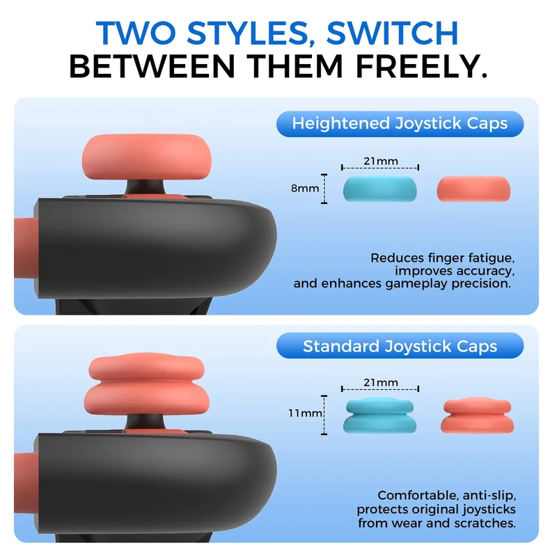 IINE Dual-Height Silicone Joystick Cap for Nintendo Switch 2 (Blue/Orange) (L1121)
