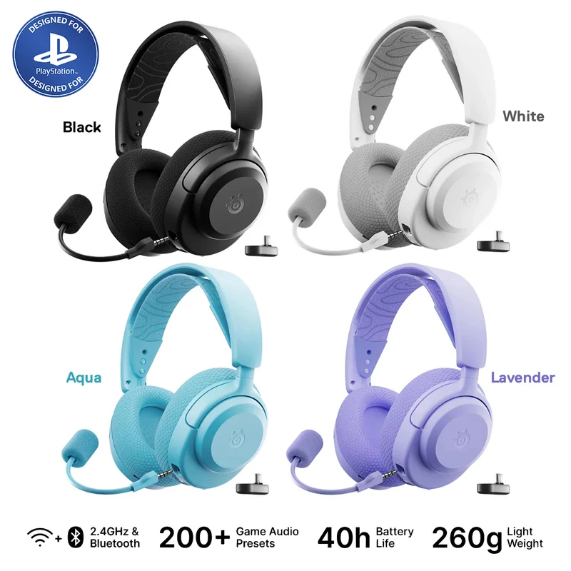 SteelSeries Arctis Nova 3P Wireless Multi-Platform Gaming Headset (Black, White, Aqua, Lavender)