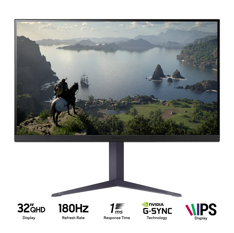 LG UltraGear 32GS85Q-B IPS 32" HDR (2560x1440) 180Hz 1ms GTG G-Sync Compatible Gaming Monitor With Height, Pivot, Tilt Adjustments