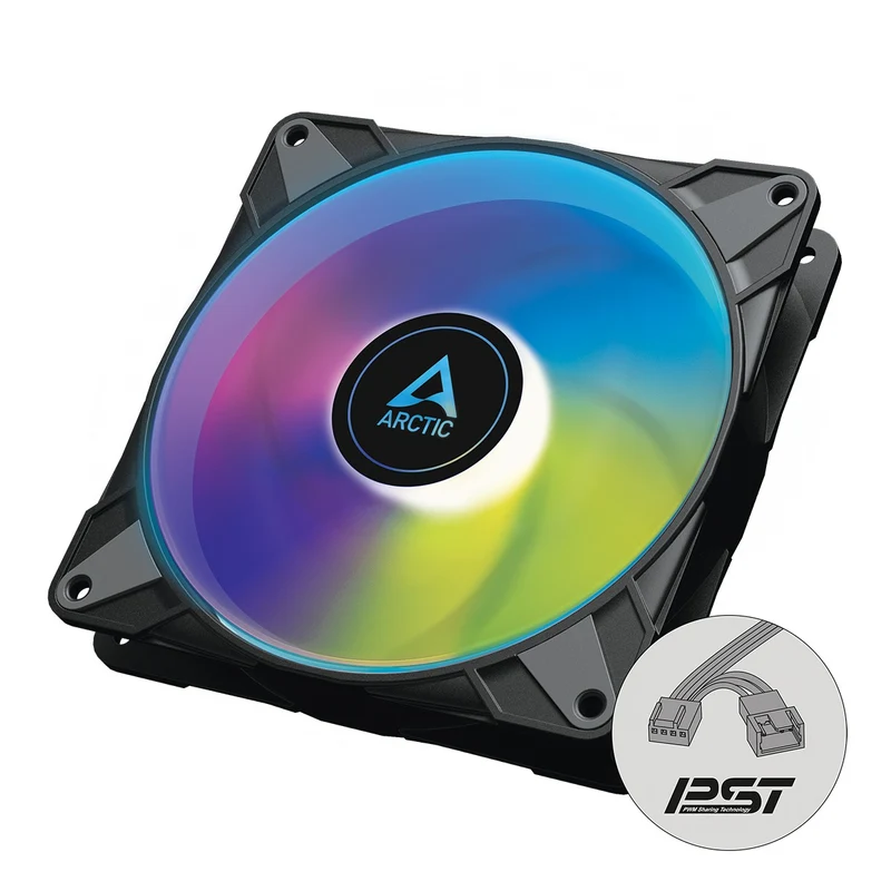 Arctic P14 PWM PST A-RGB Semi-Passive 140mm PWM Single Fan with Digital A-RGB (Black, White)