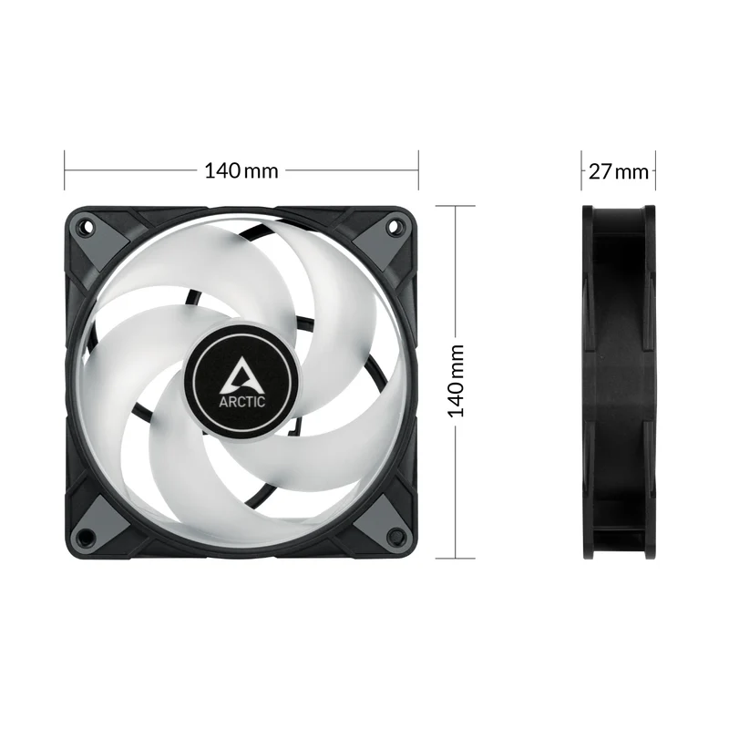 Arctic P14 PWM PST A-RGB Semi-Passive 140mm PWM Single Fan with Digital A-RGB (Black, White)