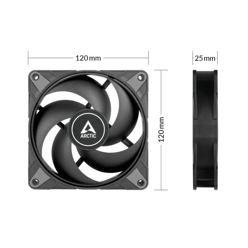 Arctic P12 Max 120mm High Speed PWM Single Fan (Black, White)