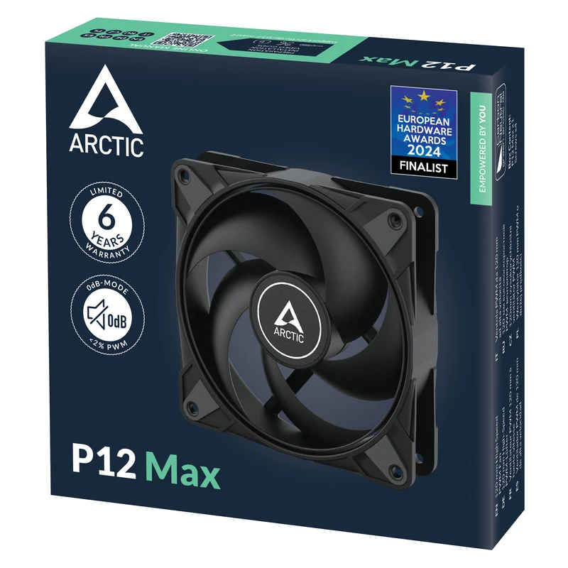 Arctic P12 Max 120mm High Speed PWM Single Fan (Black, White)
