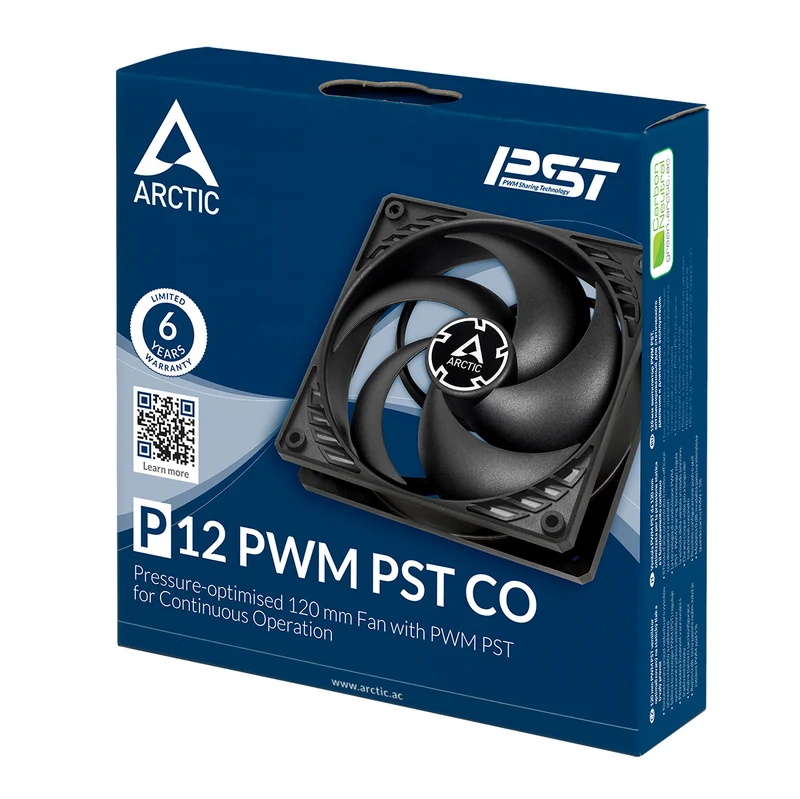 Arctic P12 PWM PST CO 120mm PWM Fan with Cable Splitter for Continuous Operation (Black) (ACFAN00121A)