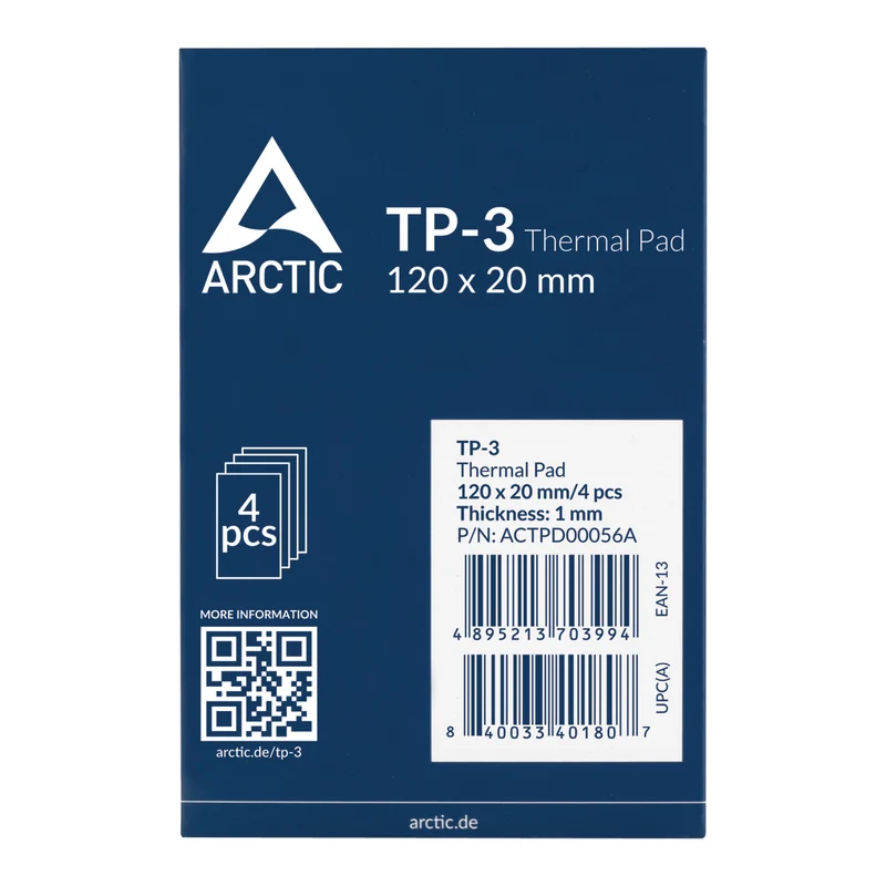 Arctic TP-3 1mm Thick 120x20mm 4 pcs. Premium Performance Thermal Pad (ACTPD00056A)