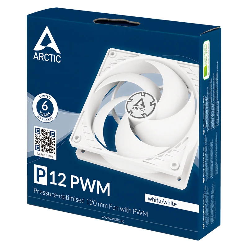 Arctic P12 PWM Pressure-Optimised 120mm Fan with PWM (Black, White)