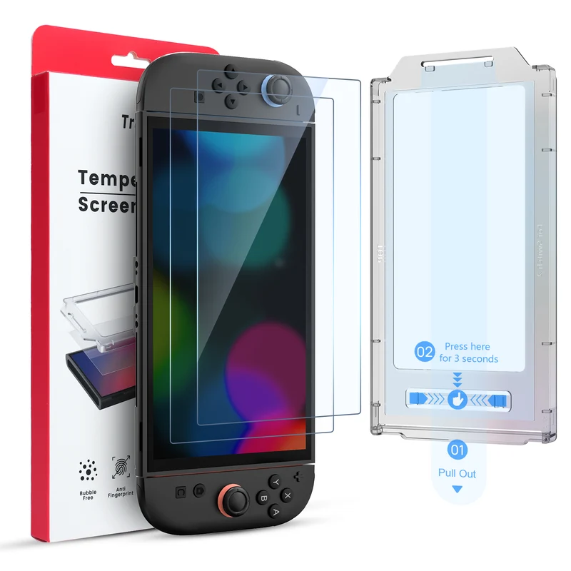 Transnovo Tempered Glass Blue Light Screen Protector 2-Pack with Installation Tool for Nintendo Switch 2 (NS2-SP03)