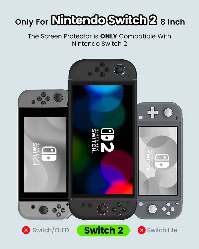 Transnovo Tempered Glass Blue Light Screen Protector 2-Pack with Installation Tool for Nintendo Switch 2 (NS2-SP03)