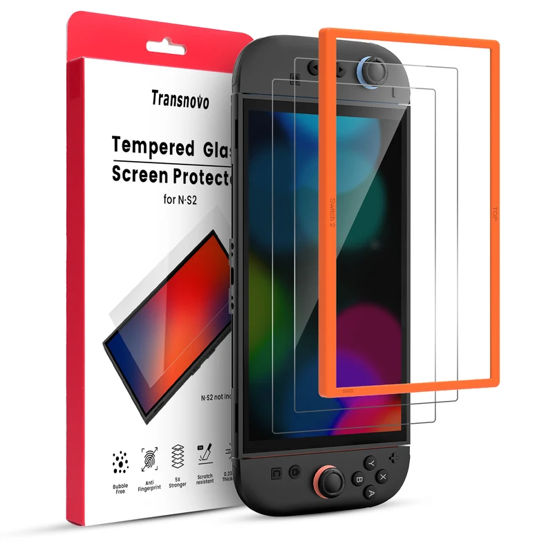 Transnovo Tempered Glass HD Screen Protector 2-Pack with Installation Tool for Nintendo Switch 2 (NS2-SP02)