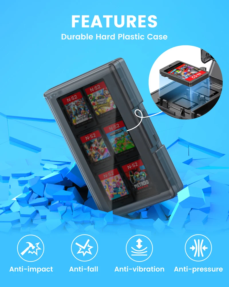 Transnovo 24-in-1 Game Card Storage Case for Nintendo Switch 2 (Transparent Black) (NS2-CC01)