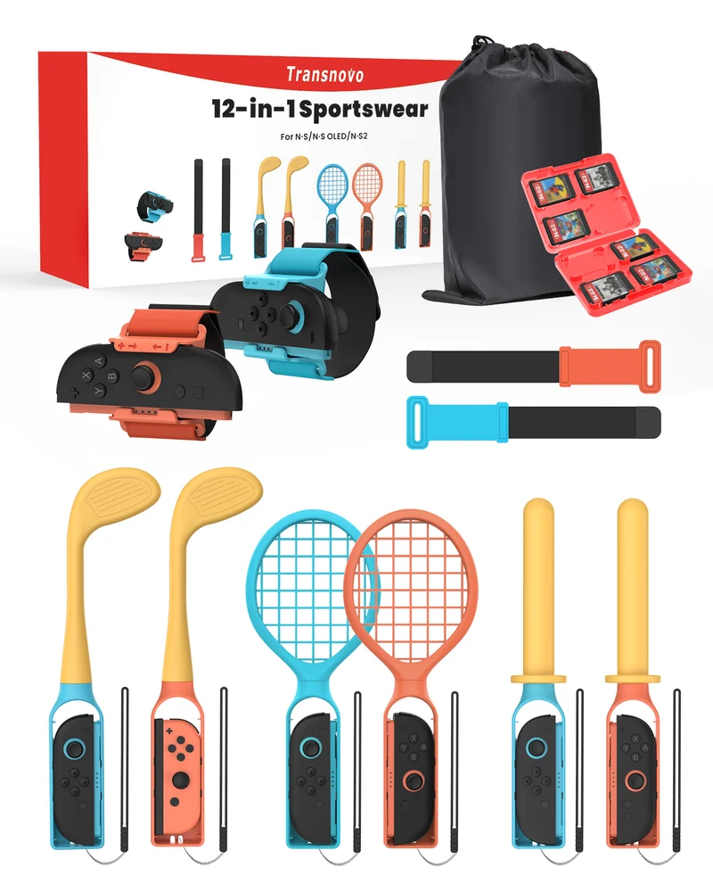 Transnovo 12-in-1 Sportswear Accessories Bundle for Nintendo Switch 2 Joy-Pad (Blue/Orange) (NS2-GA01)