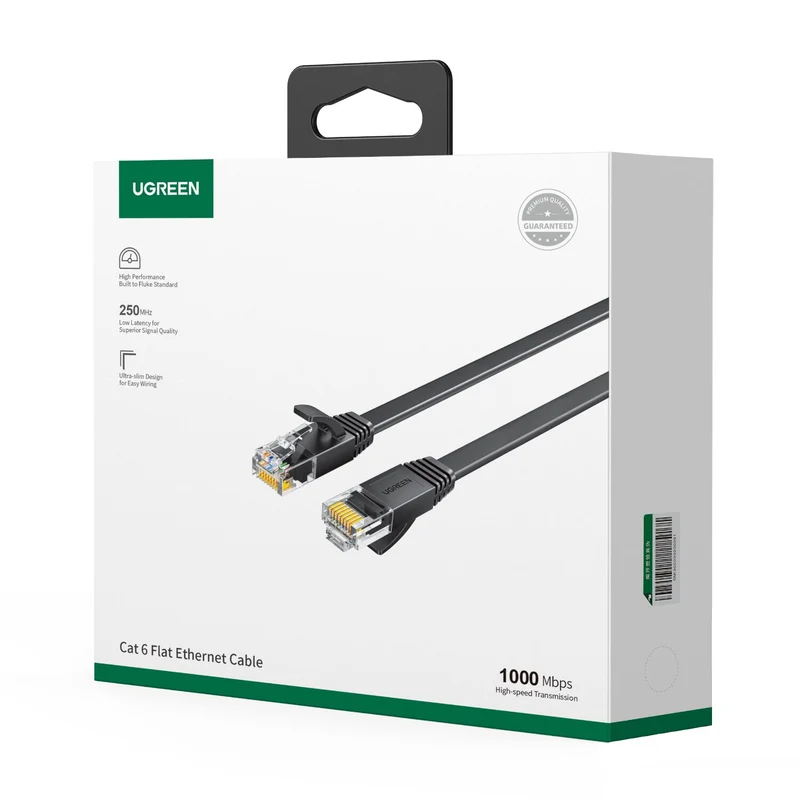 Ugreen Cat6 UTP Flat Ethernet Cable - 5M (Black) (NW102/50176)
