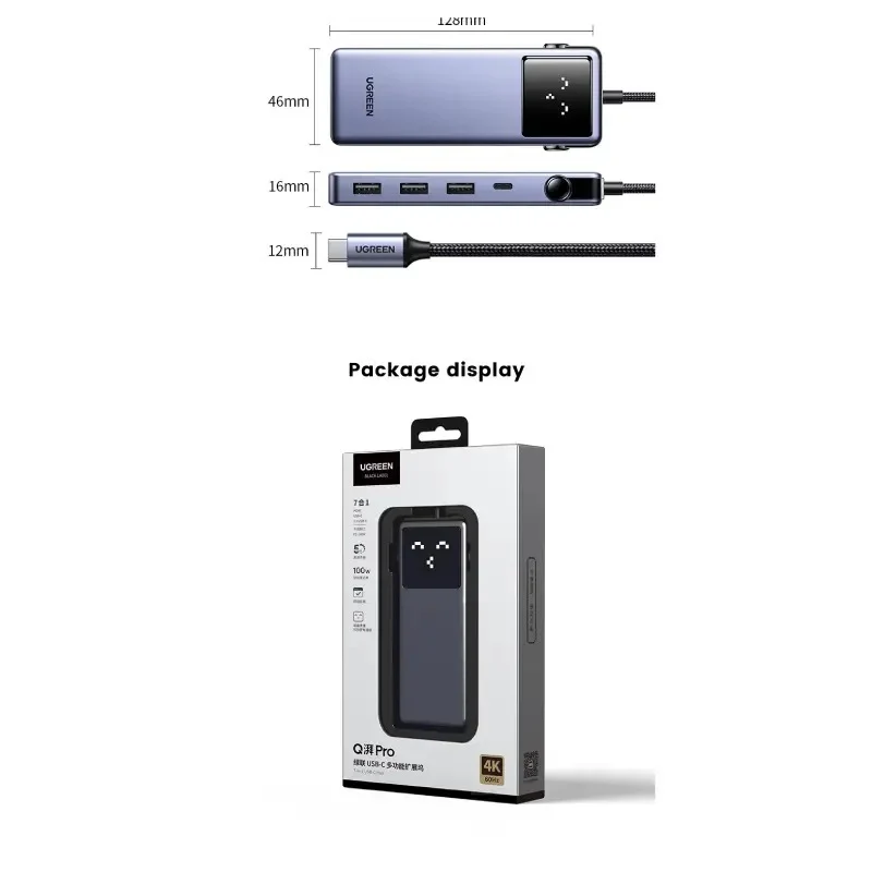 Ugreen USB-C to HDMI + USB-C + 3xUSB-A + RJ45 + PD Power Converter (7-in-1) Hub (CM888/45155)