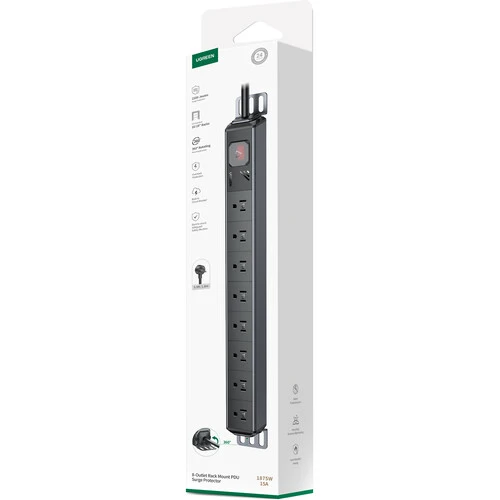 Ugreen 8-Outlet Rack Mount PDU Surge Protector (Black) (S111/25354)