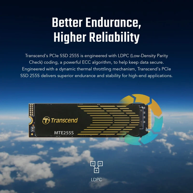 Transcend 255S PCIe NVME GEN4 X4 M.2 Internal SSD (1TB, 2TB) (TS1TMTE255S, TS2TMTE255S)