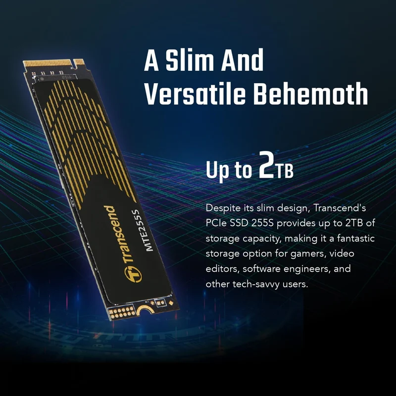 Transcend 255S PCIe NVME GEN4 X4 M.2 Internal SSD (1TB, 2TB) (TS1TMTE255S, TS2TMTE255S)