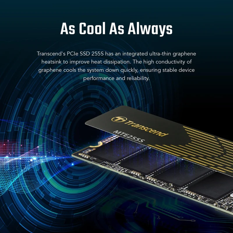Transcend 255S PCIe NVME GEN4 X4 M.2 Internal SSD (1TB, 2TB) (TS1TMTE255S, TS2TMTE255S)