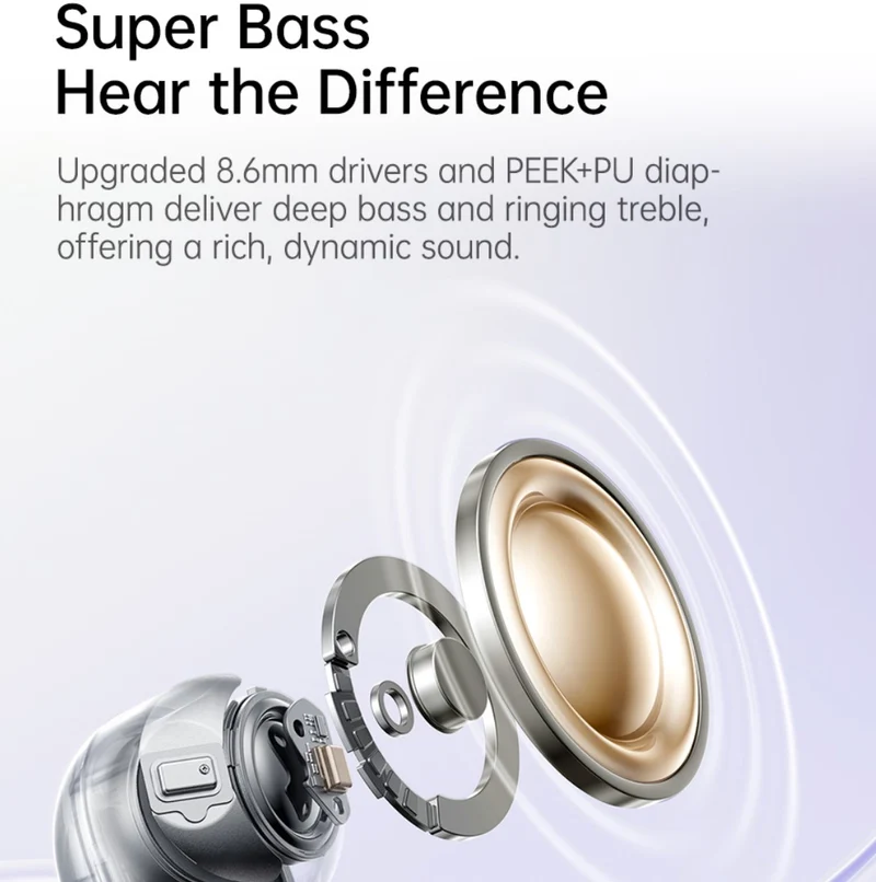 Baseus Bass BD1 Bean-Shaped True Wireless Earbuds (Cosmic Black, Starlight Off-White) (A00084601123-Z1, A00084601233-Z1)