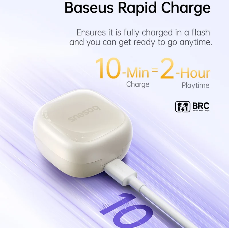 Baseus Bass BD1 Bean-Shaped True Wireless Earbuds (Cosmic Black, Starlight Off-White) (A00084601123-Z1, A00084601233-Z1)
