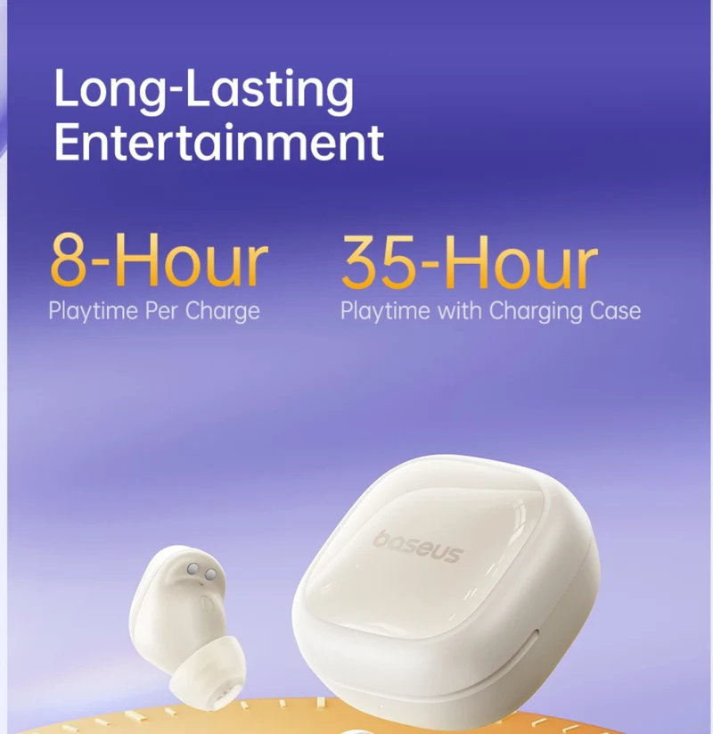 Baseus Bass BD1 Bean-Shaped True Wireless Earbuds (Cosmic Black, Starlight Off-White) (A00084601123-Z1, A00084601233-Z1)