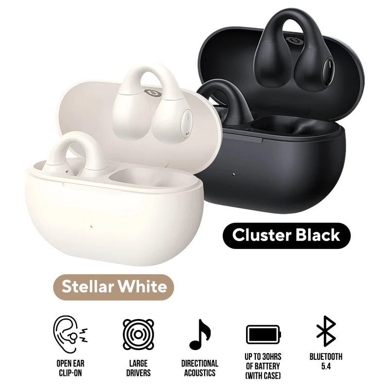 Baseus Bass 15 Clip Open-Ear True Wireless Earphone (Cluster Black, Stellar White) (A00079500113-00, A00079500223-00)