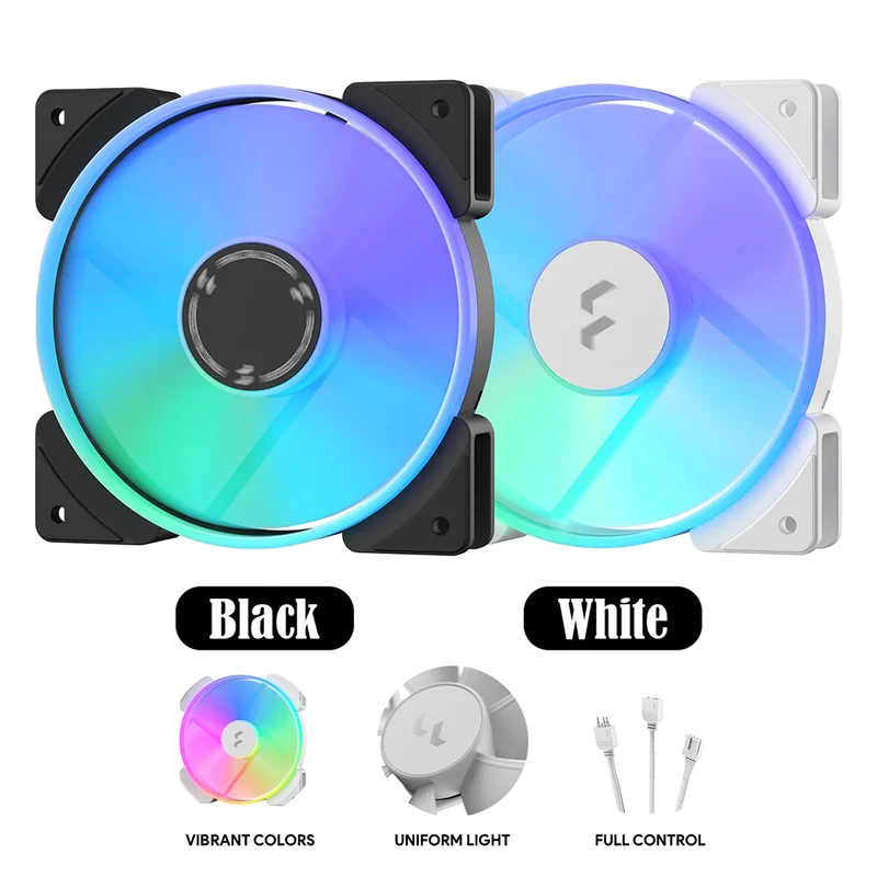Fractal Design Prisma AL-12 PWM ARGB Computer Fan (Black, White) (FD-FAN-PRI-AL12-PWM, FD-FAN-PRI-AL12-PWM-WT)