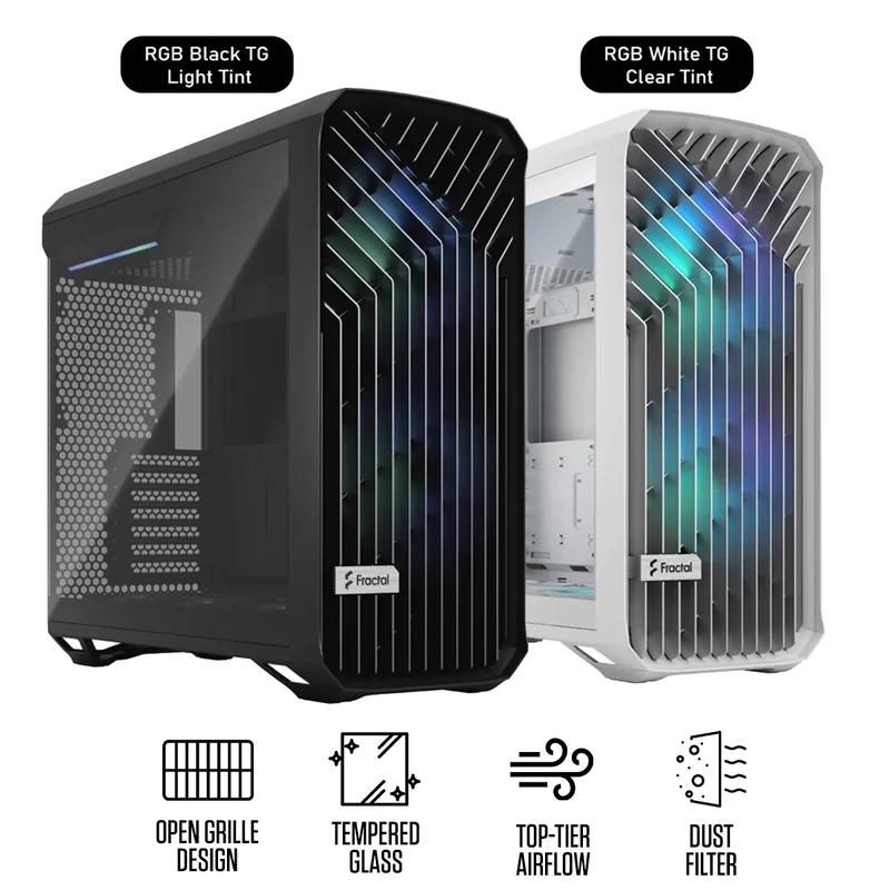 Fractal Design Torrent Computer Case (RGB Black TG Light Tint, RGB White TG Clear Tint)