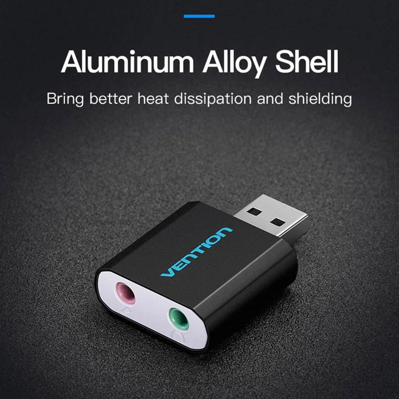 Vention USB External Sound Card Black Metal Type (VAB-S17-B)