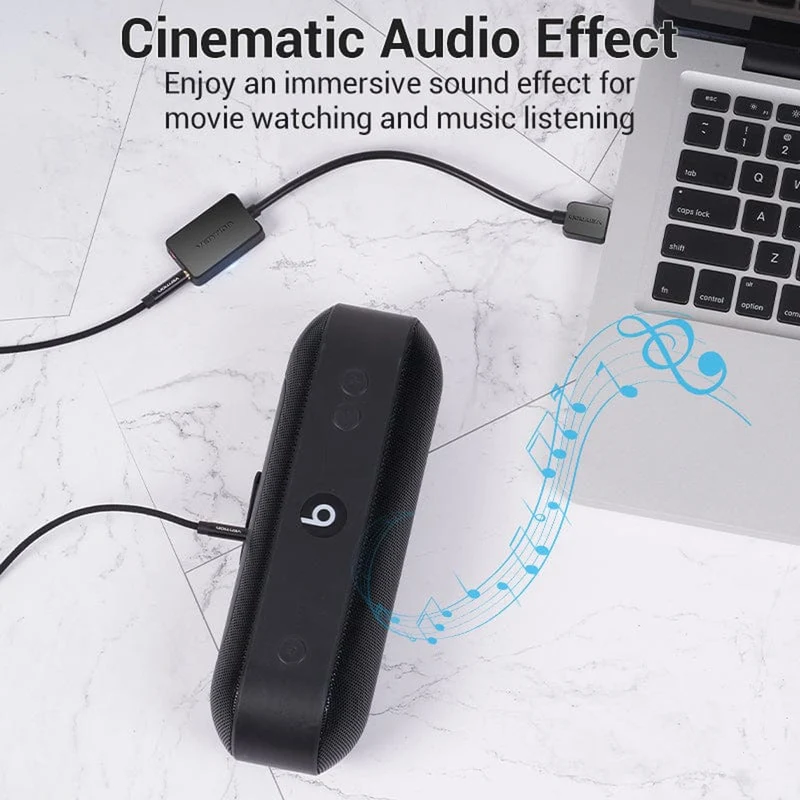 Vention 2-Port USB External Sound Card - USB-A to TRS 3.5mm x 2 - 0.15M (Black) (CDYB0)