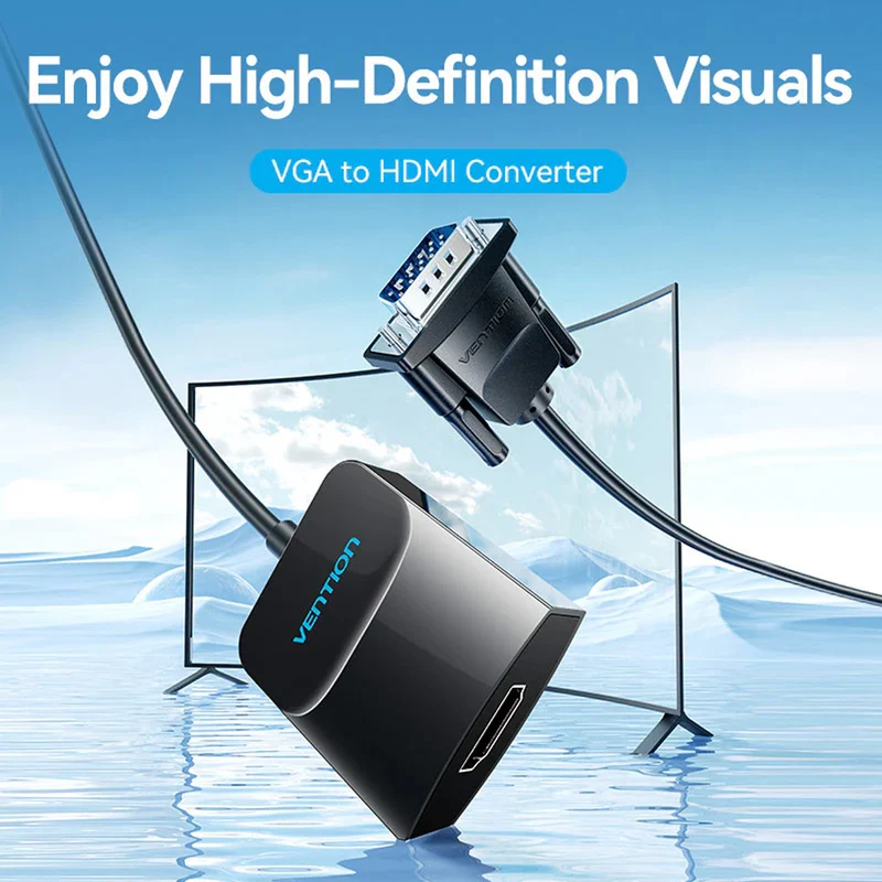 Vention VGA to HDMI Converter with Female Micro USB & Audio Port - 0.15M (ACNBB)