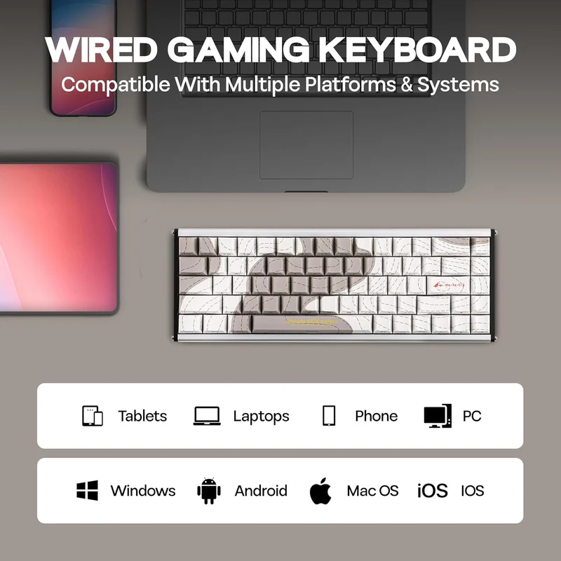 Ajazz ALUX68 Max RGB Wired 68-Keys Aluminum CNC Case Hot-Swappable Mechanical Keyboard (Mount Kailash: The Rhythm of Snow and Rock) (Aquarius Magnetic Switch)