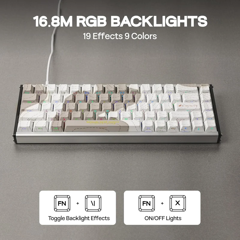 Ajazz ALUX68 Max RGB Wired 68-Keys Aluminum CNC Case Hot-Swappable Mechanical Keyboard (Mount Kailash: The Rhythm of Snow and Rock) (Aquarius Magnetic Switch)