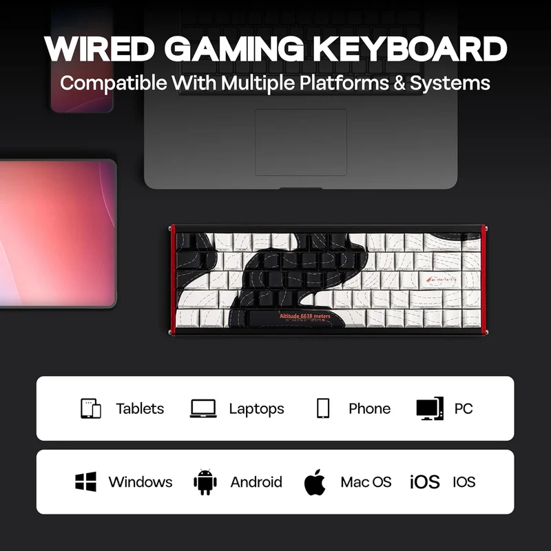 Ajazz ALUX68 Max RGB Wired 68-Keys Aluminum CNC Case Hot-Swappable Mechanical Keyboard (Mount Kailash: The Rhythm of Night and Day) (Aquarius Magnetic Switch)