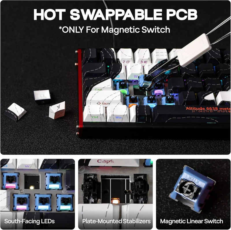 Ajazz ALUX68 Max RGB Wired 68-Keys Aluminum CNC Case Hot-Swappable Mechanical Keyboard (Mount Kailash: The Rhythm of Night and Day) (Aquarius Magnetic Switch)