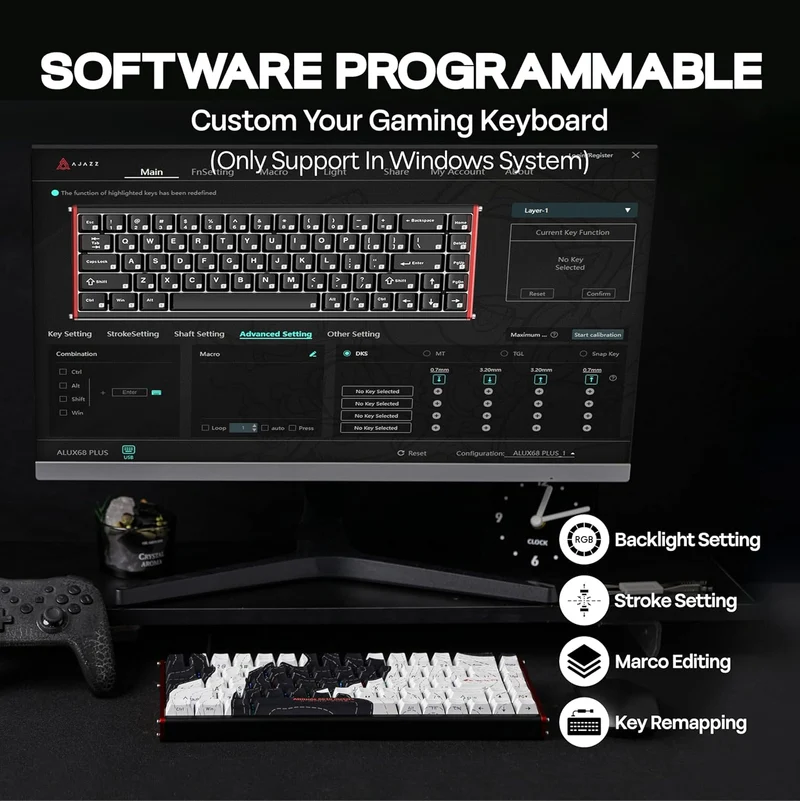 Ajazz ALUX68 Max RGB Wired 68-Keys Aluminum CNC Case Hot-Swappable Mechanical Keyboard (Mount Kailash: The Rhythm of Night and Day) (Aquarius Magnetic Switch)