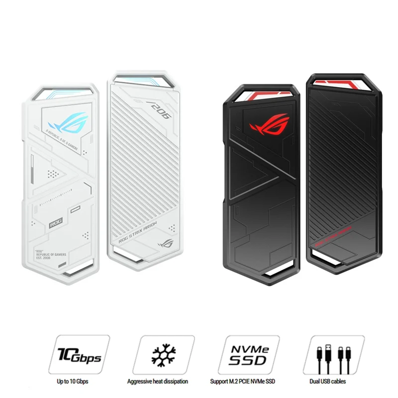 Asus ROG Strix Arion USB 3.2 Gen 2 Type-C M.2 NVMe SSD Enclosure (Moonlight White, Black)