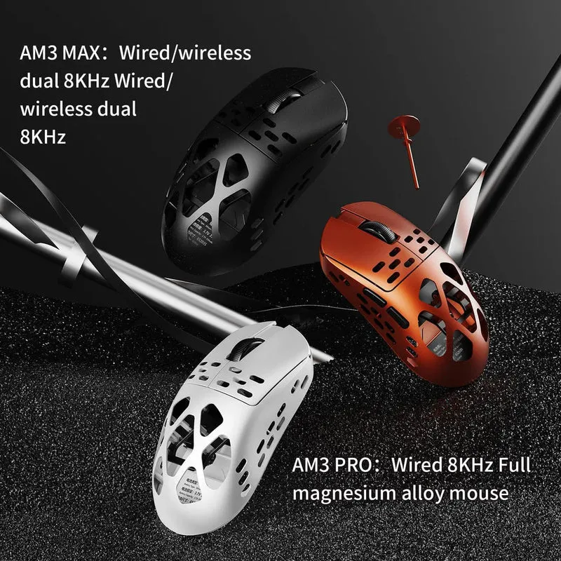 Ajazz AM3 Max Tri-Mode Ultra Lightweight Mouse (Black, White)