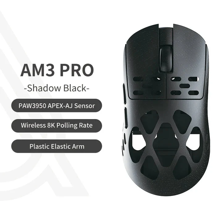 Ajazz AM3 Max Tri-Mode Ultra Lightweight Mouse (Black, White)