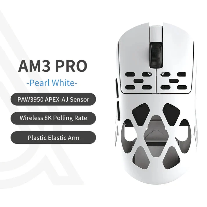 Ajazz AM3 Max Tri-Mode Ultra Lightweight Mouse (Black, White)