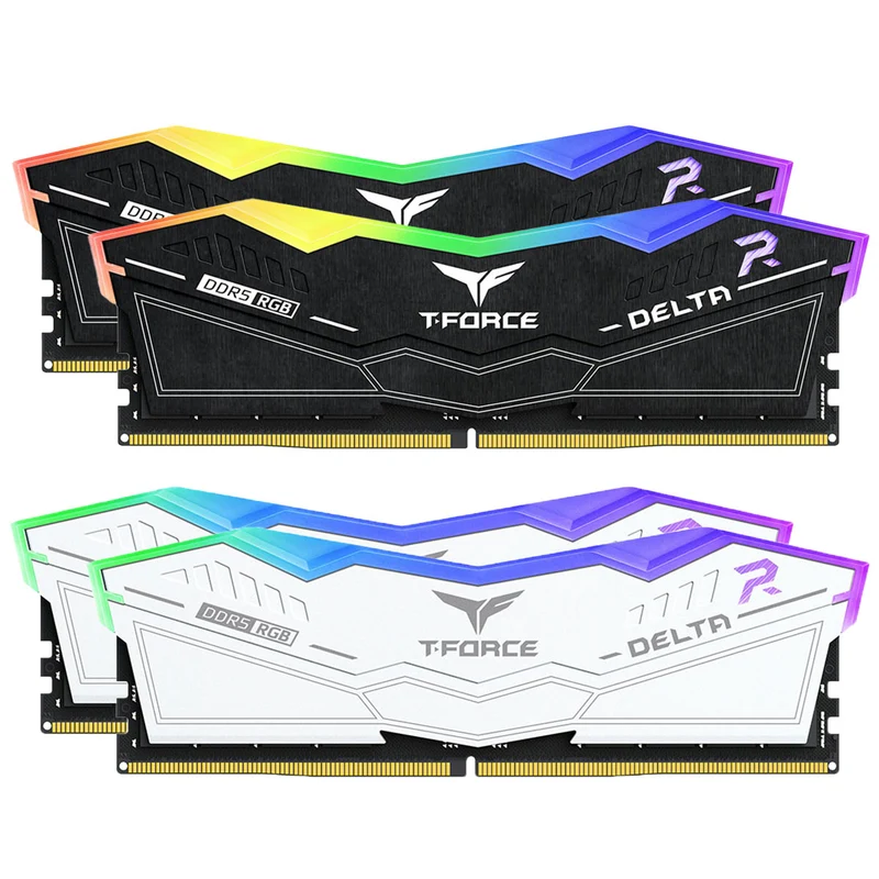 TeamGroup T-Force Delta RGB DDR5 32GB (2x16GB) 6000MHz CL38-46-46-84 1.35V Gaming Desktop Memory (Black, White) (FF3D532G6000HC38JDC01, FF4D532G6000HC38JDC01)