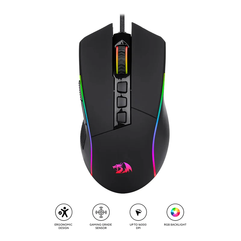 Redragon M812 RGB Plank Wired Gaming Mouse (Black)
