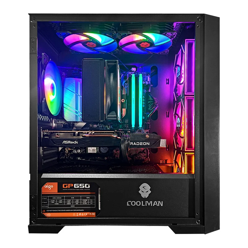 Alpha Ruby Black Desktop Gaming PC | AMD Ryzen 5 5500 | 16GB RAM | 500GB SSD | RX 7600 OC | Windows 11 Pro