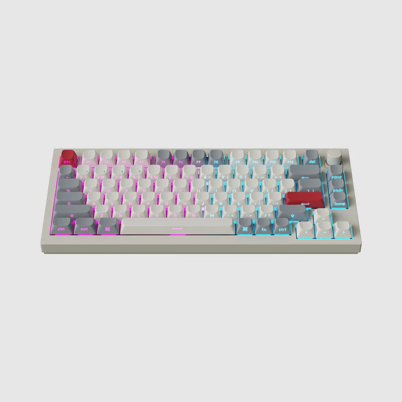 Keychron Q1 Max QMK/VIA Fully Assembled with Knob Side-Printed Keycaps Hot-Swappable 75% Wireless Custom Mechanical Keyboard - Shell White (Gateron Jupiter Banana Switch) (Gateron Jupiter Red Switch)