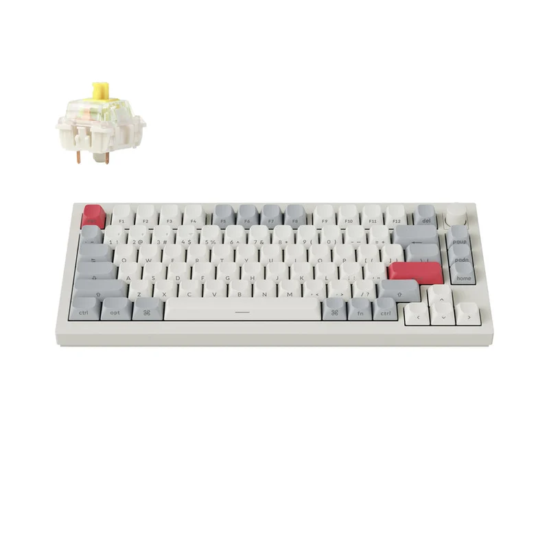Keychron Q1 Max QMK/VIA Fully Assembled with Knob Side-Printed Keycaps Hot-Swappable 75% Wireless Custom Mechanical Keyboard - Shell White (Gateron Jupiter Banana Switch) (Gateron Jupiter Red Switch)