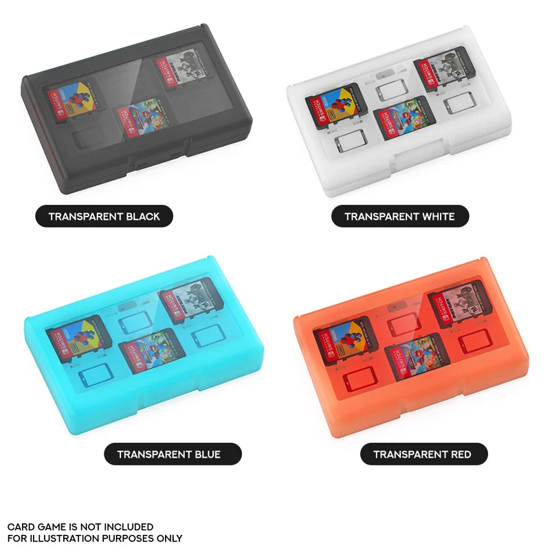 Dobe Game Card Case 24 Slots for Nintendo Switch / Nintendo Switch 2 (Transparent Black, Transparent White, Transparent Blue, Transparent Red) TNS-3198