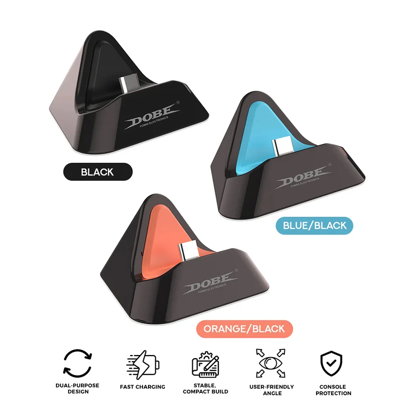 Dobe Charging Dock for Nintendo Switch 2 / Nintendo Switch / Nintendo Switch Lite / Nintendo Switch OLED (Black, Blue/Black, Orange/Black) TNS-3170