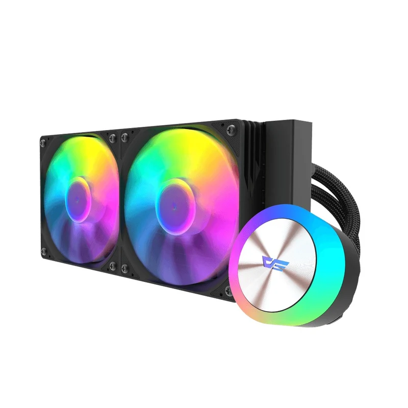 DarkFlash AquaGlow DG240 ARGB AIO 240mm Liquid CPU Cooler (Black, White)