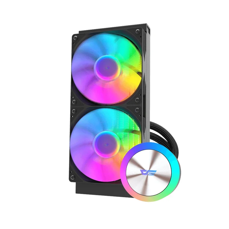DarkFlash AquaGlow DG240 ARGB AIO 240mm Liquid CPU Cooler (Black, White)