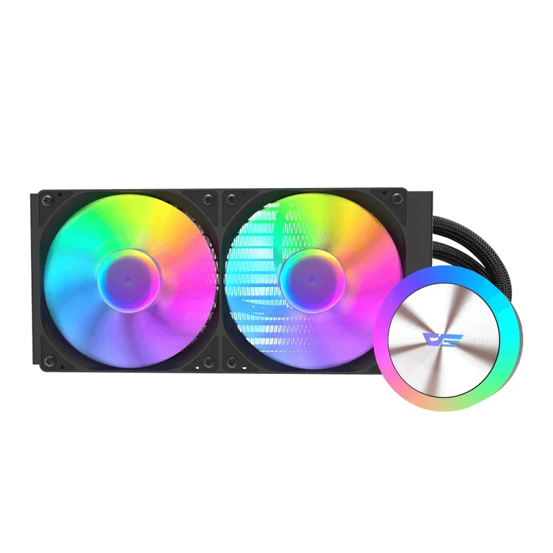 DarkFlash AquaGlow DG240 ARGB AIO 240mm Liquid CPU Cooler (Black, White)